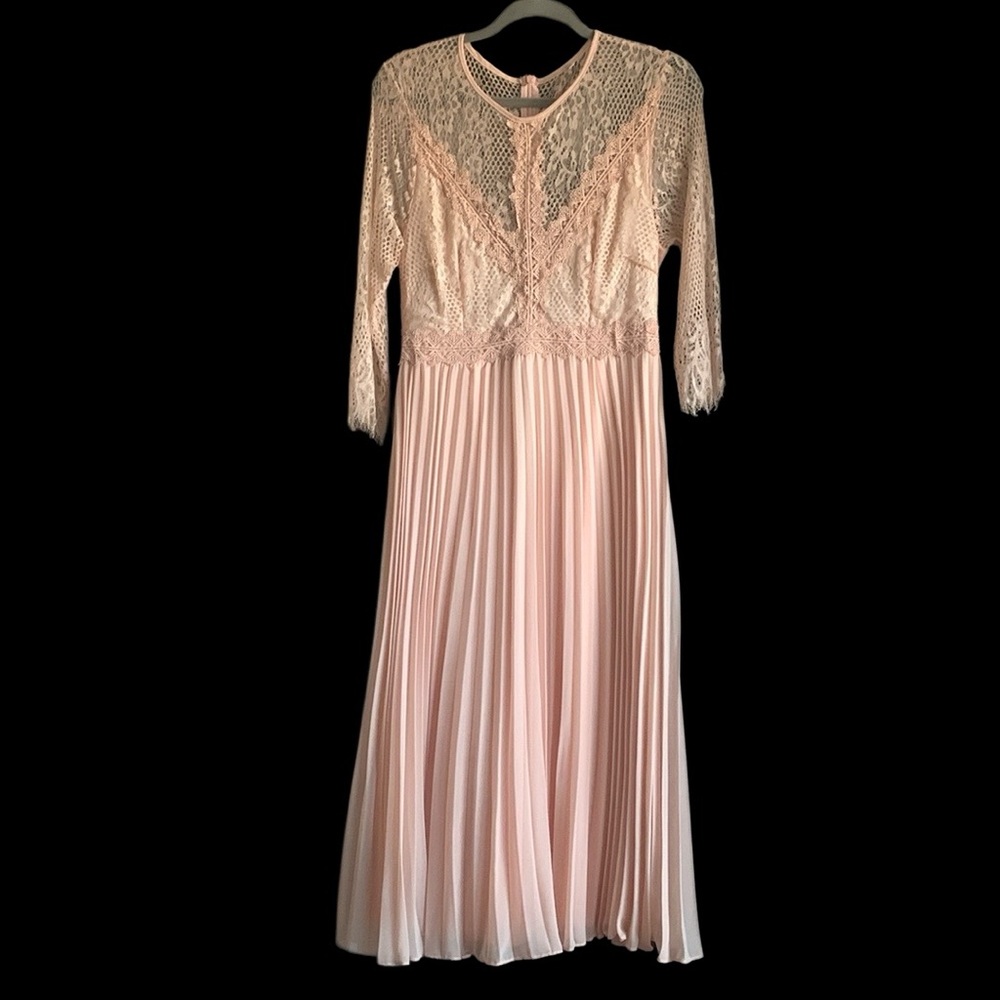 Lacey pleated midi dress